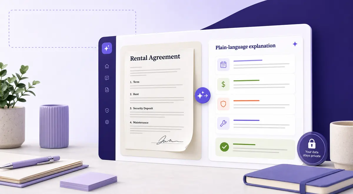 Rental agreement turned into a plain-language explanation